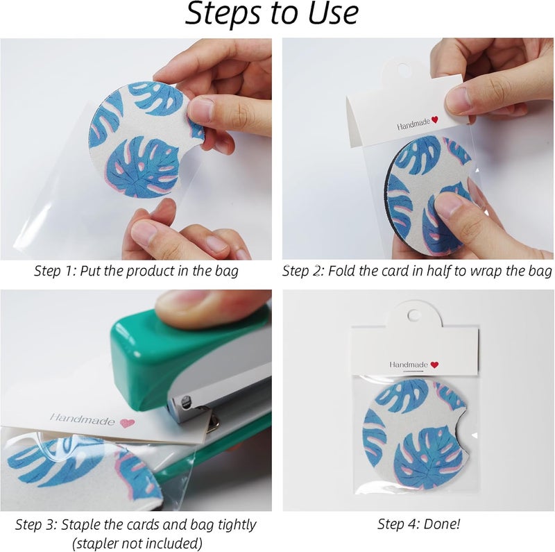 Vcekract 100Pcs Display Cards with Bags for Sublimation Blanks, Car Coaster Packaging for Selling, Sublimation Keychain Blanks Packaging for Businesses, Heat Press Parts & Accessories, 3.14×3.14in - Image 4