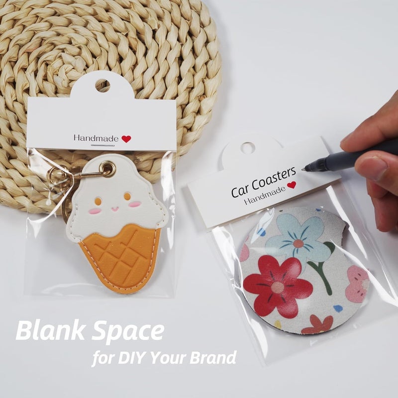 Vcekract 100Pcs Display Cards with Bags for Sublimation Blanks, Car Coaster Packaging for Selling, Sublimation Keychain Blanks Packaging for Businesses, Heat Press Parts & Accessories, 3.14×3.14in - Image 3