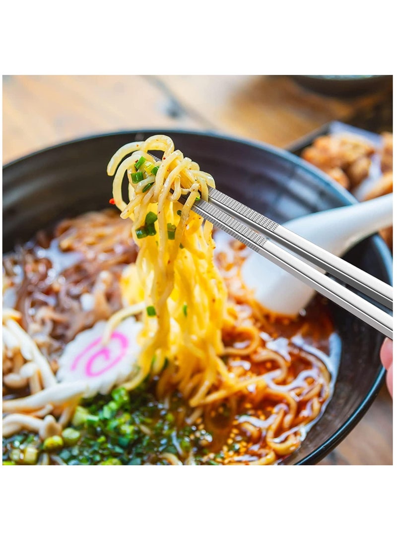 Stainless Steel Chopsticks, Silver Metal Reusable Chopsticks, Dishwasher Safe Metal Chopsticks Square Lightweight Chop Non-slip Sticks, Gift Set 5 Pairs - Image 3