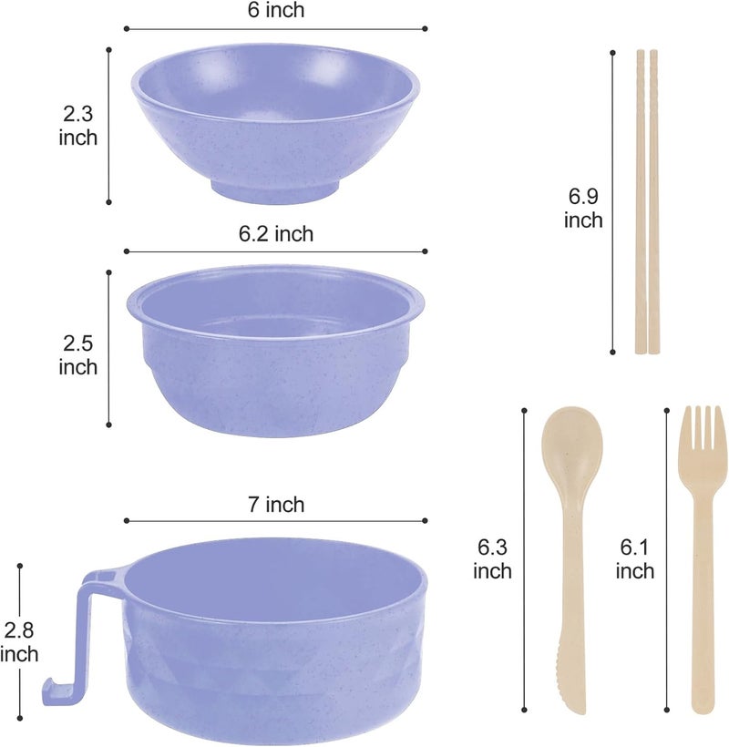 RORBAM Microwave Ramen CookerRamen Bowl SetMicrowave Noodle Bowl With Chopsticks and Spoon College Dorm Room Essentials for Girls for Boys Apartment Essentials BPAFree light purple - Image 2