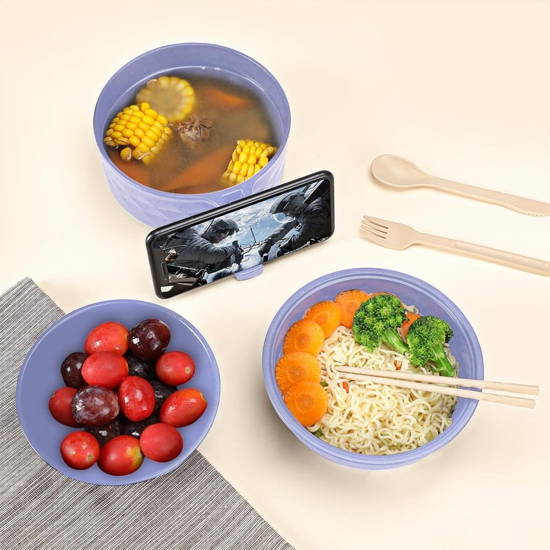 RORBAM Microwave Ramen CookerRamen Bowl SetMicrowave Noodle Bowl With Chopsticks and Spoon College Dorm Room Essentials for Girls for Boys Apartment Essentials BPAFree light purple - Image 3