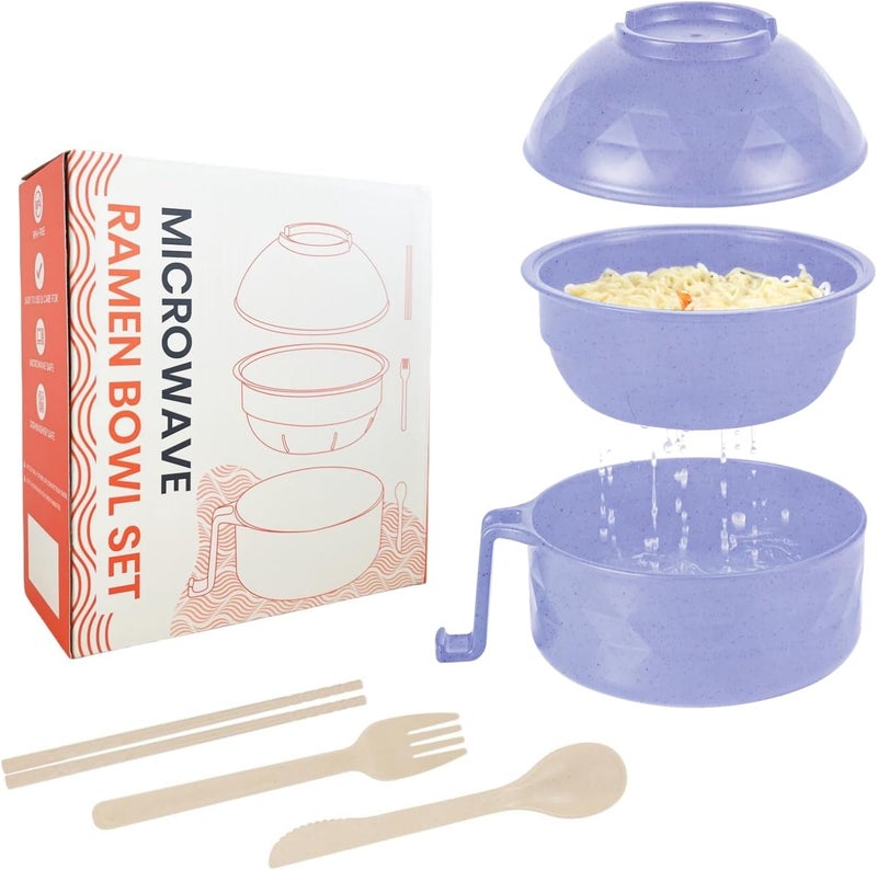 RORBAM Microwave Ramen CookerRamen Bowl SetMicrowave Noodle Bowl With Chopsticks and Spoon College Dorm Room Essentials for Girls for Boys Apartment Essentials BPAFree light purple - Image 1