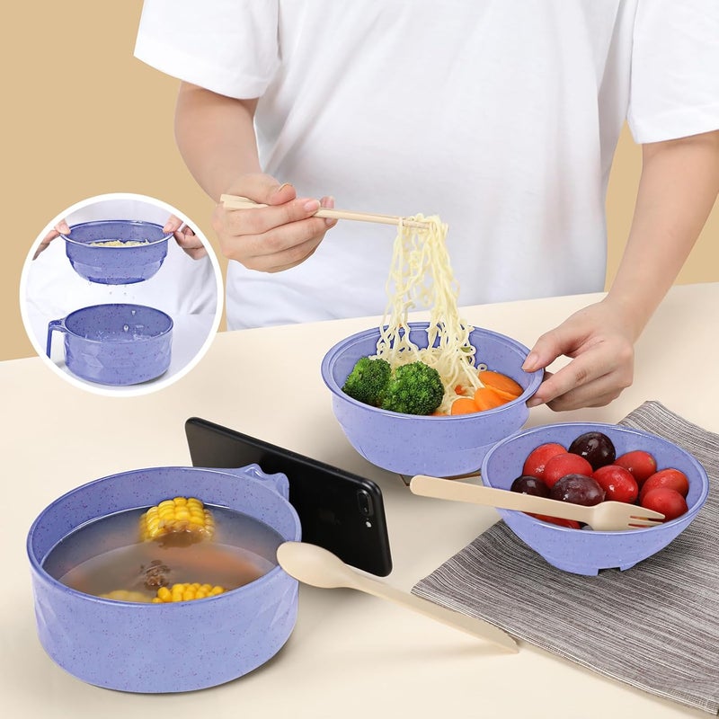 RORBAM Microwave Ramen CookerRamen Bowl SetMicrowave Noodle Bowl With Chopsticks and Spoon College Dorm Room Essentials for Girls for Boys Apartment Essentials BPAFree light purple - Image 4