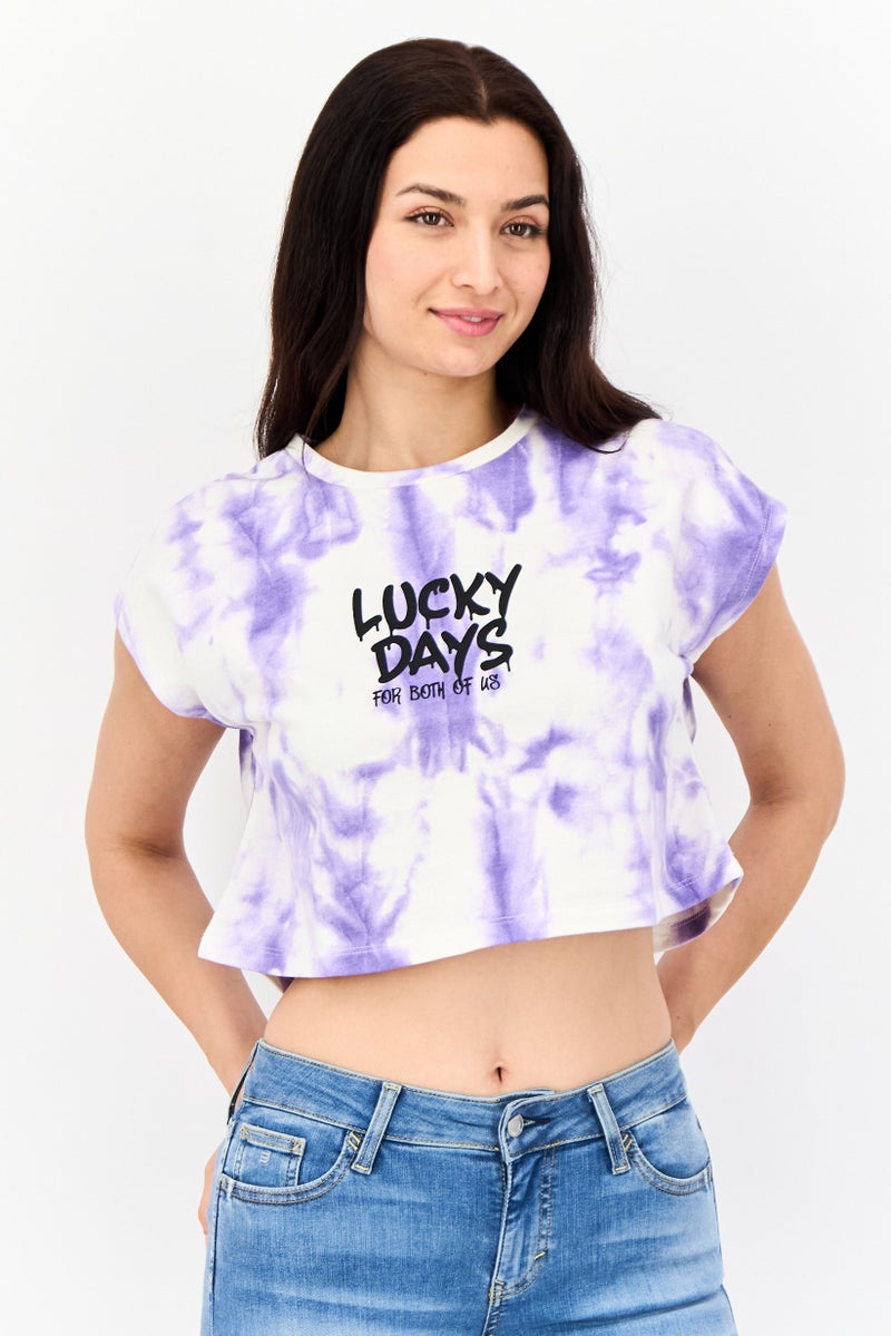 DeFacto Women Regular Fit Tie Dye Print T-shirt, Multicolor - Image 1