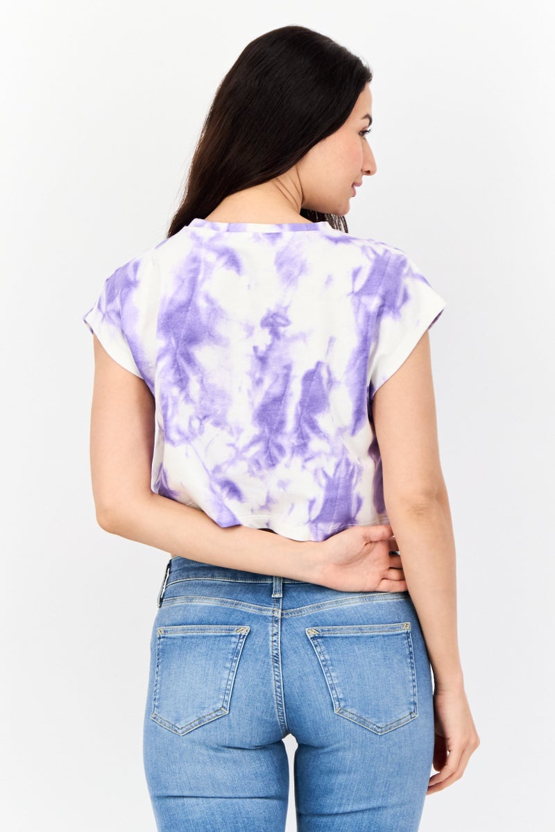 DeFacto Women Regular Fit Tie Dye Print T-shirt, Multicolor - Image 2