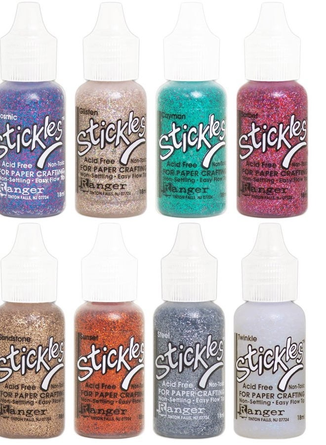 Stickles Ranger - 2018 Glitter Colors - Cosmic, Glisten, Cayman, Sandstone, Sorbet, Steel, Sunset and Twinkle - 8 Items - Image 1