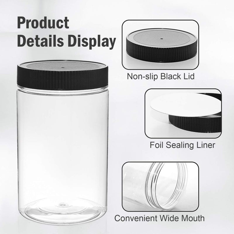 Vumdua 27 Ounce Plastic Jars with Lids, 3 Pack Food Storage Containers Airtight, Clear Containers for Organizing - Image 3