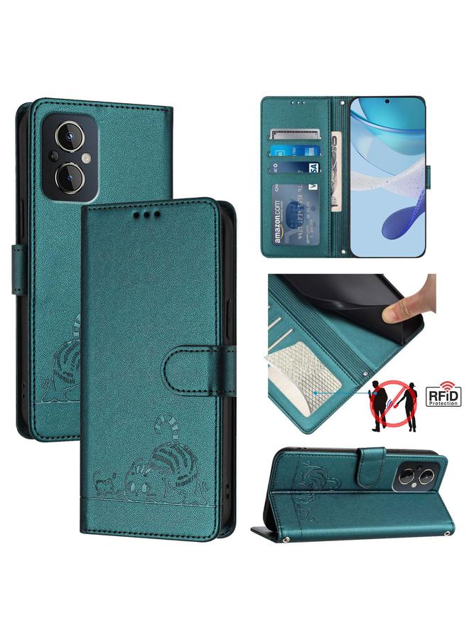 S-TOP Case For OnePlus Nord N20 5G Cat Rat Embossed Pattern RFID Leather Phone Case with Lanyard - Image 1
