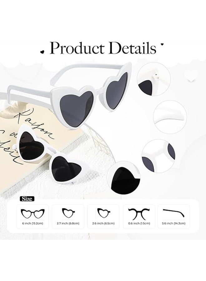 2PCS Heart Sunglasses for Women Fashion Classic Love Eye Protection Sunglasses Vintage Cute Heart Sunglasses(Pink+White) - Image 2