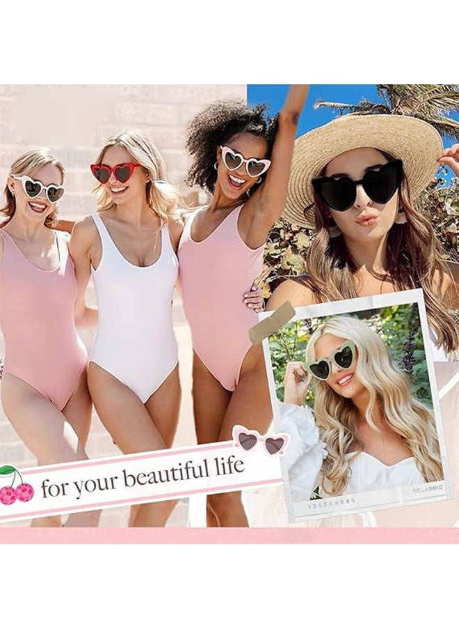 2PCS Heart Sunglasses for Women Fashion Classic Love Eye Protection Sunglasses Vintage Cute Heart Sunglasses(Pink+White) - Image 3