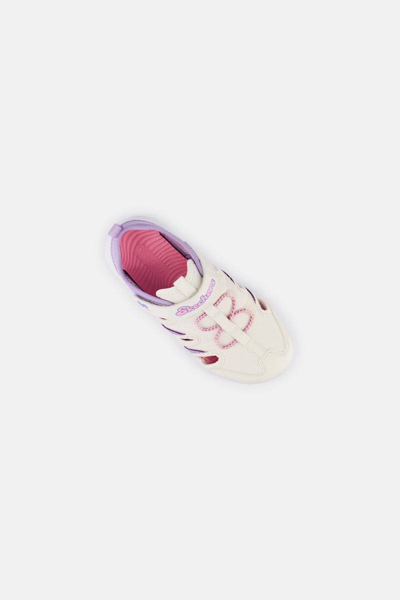 SKECHERS Kids Girl Flex Flash Epic Breeze Velcro Closure Outdoor Sandals, White - Image 4