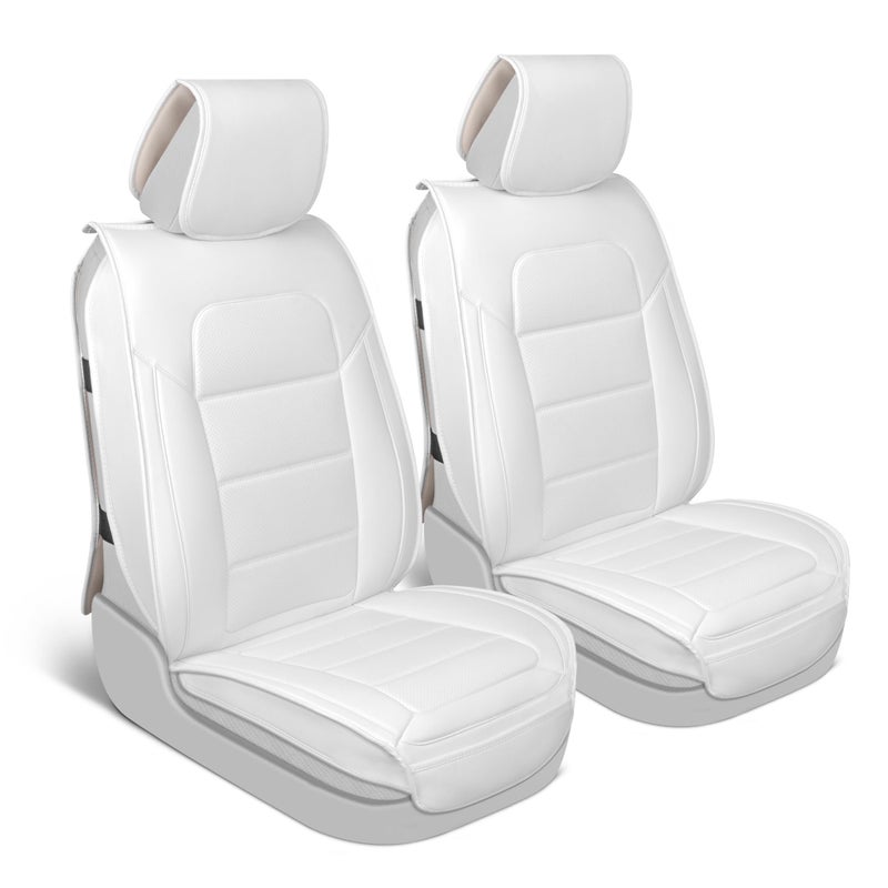 Motorbox Classic Faux Leather Front Seat Covers 2Piece Set for Cars Trucks SUVs SemiUniversal Fit Napa Style Cushion with Interior Protector Stylish Durable Easy to Install