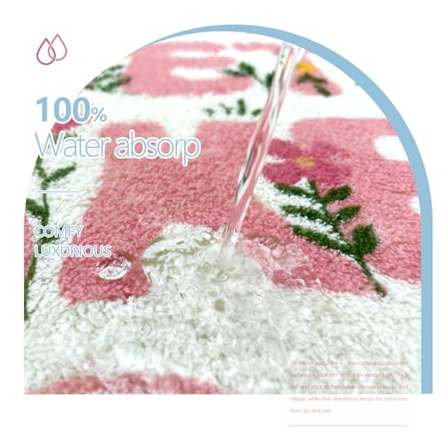 SHIYUE Cute Get Naked Flower Bath Mat，Ultra Soft and Fluffy Microfiber Water Absorption Non Slip Mat for Bedroom Kitchen Bathroom Rug(18"×26" Pink) - Image 5