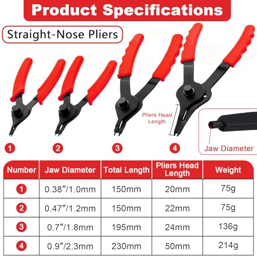 Doaho 10pcs Snap Ring Pliers Set,Internal & External Circlip Pliers for Removal and Installation of Automotive Retaining Rings With Straight/Bent Jaw,Hook and Pick - Storage Case - Image 2