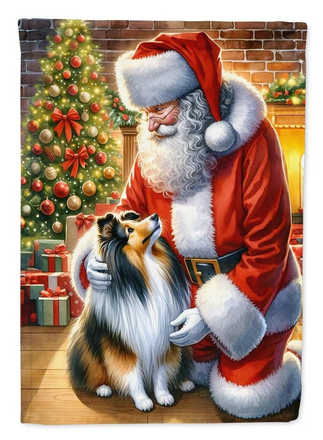Caroline's Treasures Dac4156Gf Sheltie And Santa Claus Garden Flag Mailbox Flag Decorative Yard Flag Banner Outside Patio Artwork Yard Flower Beds, Garden Size, Multicolor - Image 1