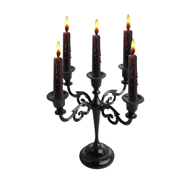 Rely 5 Arm Candelabra Taper Candle Holders Decorations Indoor Kitchen Dcor Table Candles Candlestick Candelabra Centerpiece Black Glossy