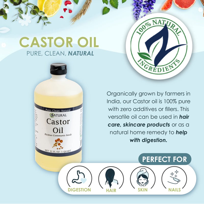 Zatural Castor Oil-Ricinus Communis-100% Pure, Clean Castor Oil(32 Ounce) - Image 4