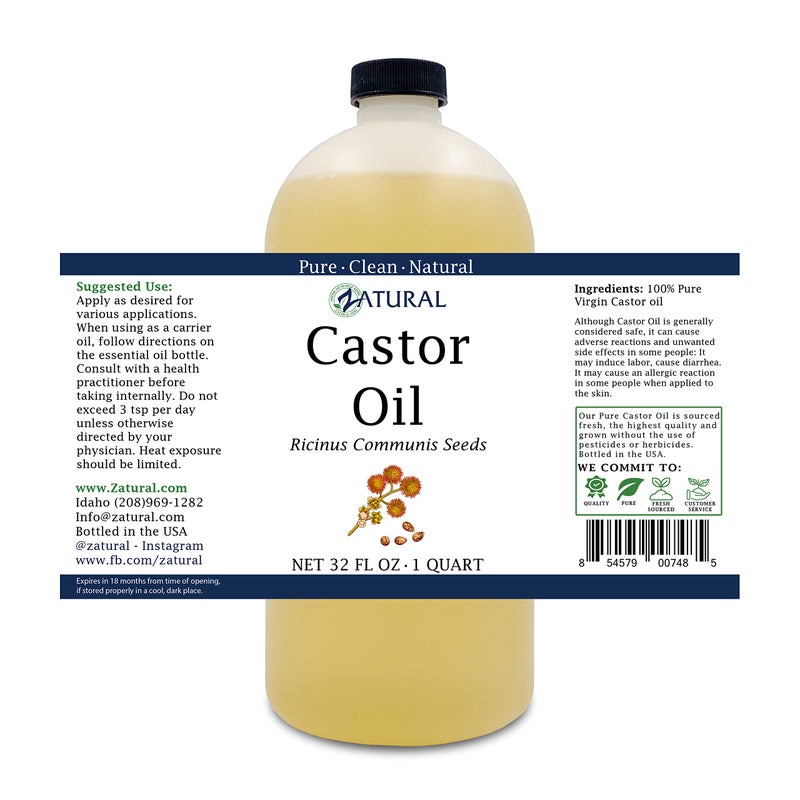 Zatural Castor Oil-Ricinus Communis-100% Pure, Clean Castor Oil(32 Ounce) - Image 3