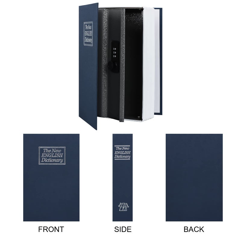 KYODOLED Diversion Book Safe with Combination Lock, Safe Secret Hidden Metal Lock Box,Money Hiding Box,Collection Box,9.5" x 6.2" x 2 .2" Navy Large - Image 5