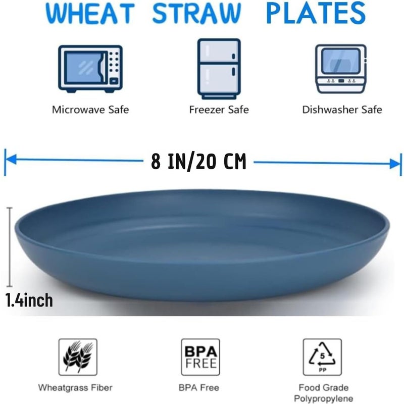 MYTHOS 8 Inches - Unbreakable Wheat Straw Plates Set of 2- Reusable Plate Set - Dishwasher & Microwave Safe - Perfect for Dinner Dishes - Healthy, BPA Free & Eco-Friendly (Dark Blue, Set of 2) - Image 2