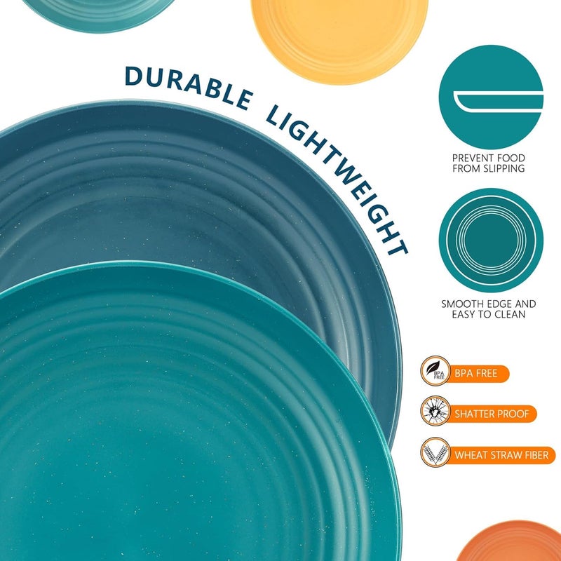 MYTHOS 8 Inches - Unbreakable Wheat Straw Plates Set of 2- Reusable Plate Set - Dishwasher & Microwave Safe - Perfect for Dinner Dishes - Healthy, BPA Free & Eco-Friendly (Dark Blue, Set of 2) - Image 3