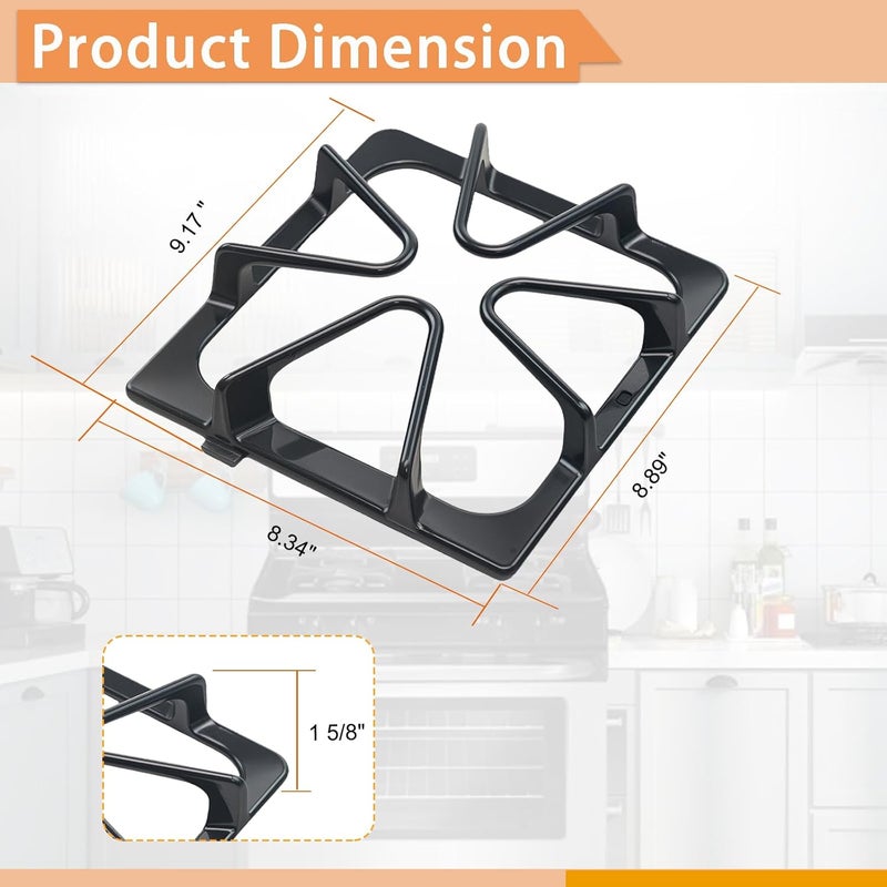 Zemibi Store استبدال شبكات الموقد W10447925 لطباخ ويرلبول، شبكة موقد الغاز لطباخات مايتاج أمانا إنغليس كيركلاند، قطع موقد سطح الطهي، مجموعة شبكات الفرن من الحديد الزهر 4 عبوات - Image 2
