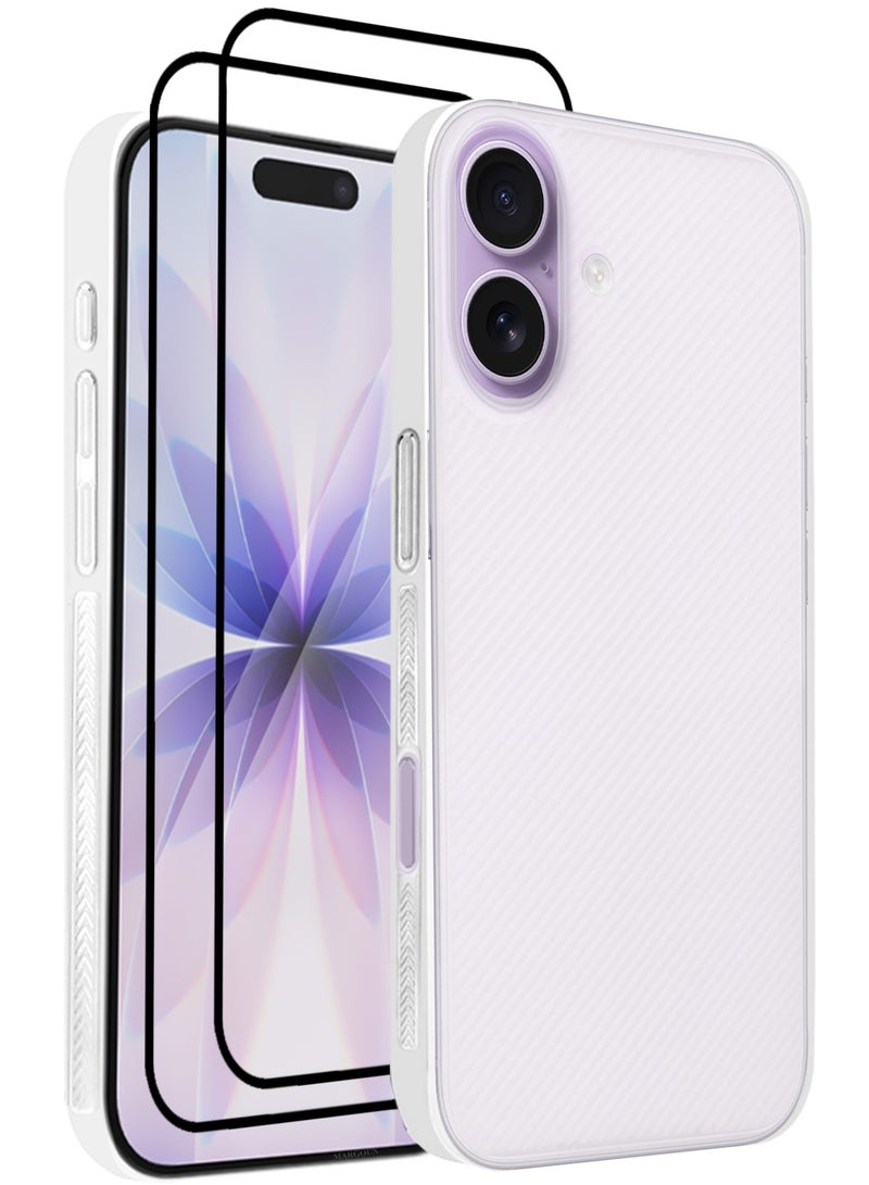 CATANES 3 Packs Case Cover for iPhone 17 - Sturdy Durable Ultra-Thin Case - Air Skin Line Design Transparent Back Cover -  Drop Protection Cover  with Two 3D Screen Protectors - White - Image 1