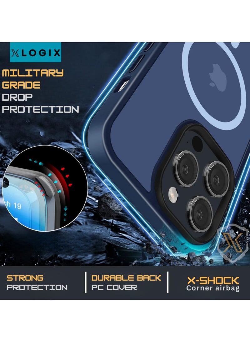 XLogix FrostX for iPhone 16 Pro Case, Frosted Blue - Slim Protective Cover with MagSafe Compatibility | Shockproof & Scratch-Resistant Design, FrostX Series - Image 2