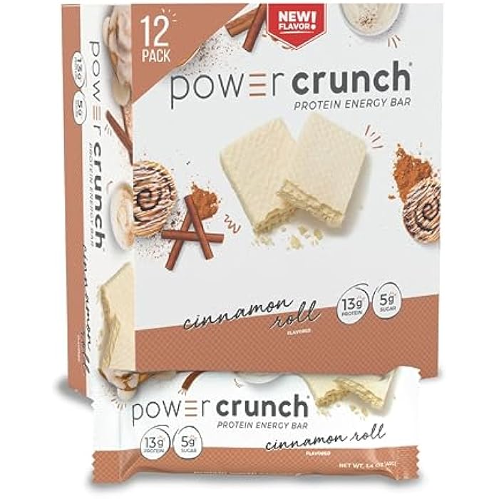 Power Crunch Protein Wafer Bars, High Protein Snacks with Delicious Taste, Cinnamon Roll, 1.4 Ounce (12 Count)