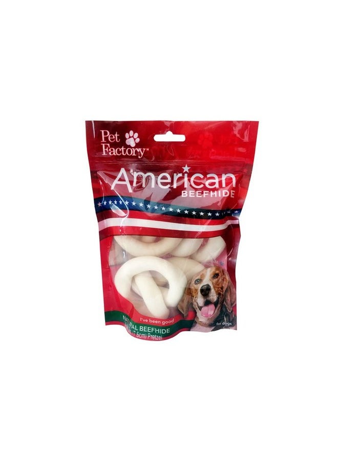 بيت فاكتوري حلوى مضغ للكلاب من Pet Factory American Beefhide Pretzels مقاس 3-3.5 بوصة - نكهة طبيعية، 4 قطع/عبوة واحدة 