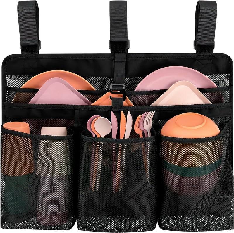 Hagsfire Camping Dish Drying Bag Collapsible Dish Drying Rack, Portable Mesh Dinnerware Drainer Organizer for RV Campers Travel Trailers Space Saving Camping Kitchen Storage Rack - Image 1