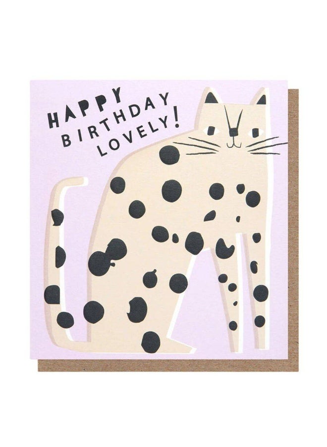 Caroline Gardner Offset Spotty Cat Happy Birthday Lovely! Greeting Card (12.5 x 13.5 cm)