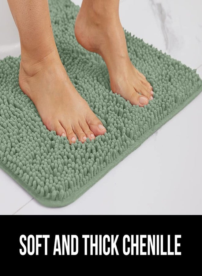 GORILLA GRIP Bath Rug Mat 60x17, Soft Absorbent Chenille, Quick Dry Microfiber Mats, Rubber Backing Washable Shower Floor Rugs, Bathmat Runner, US Designed Bathroom Home Decor Accessories Sage Green - Image 3