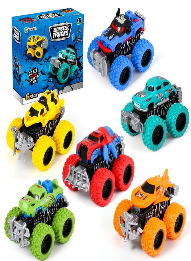 Gloween Monster Trucks Toys for Kids, 6 Pack Friction Powered Push and Go Cars, Great Christmas Birthday Party Gifts for Boys Girls Age 3-5 4-7 - Image 1