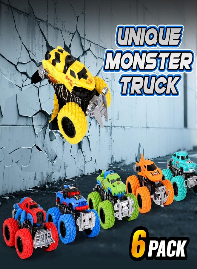 Gloween Monster Trucks Toys for Kids, 6 Pack Friction Powered Push and Go Cars, Great Christmas Birthday Party Gifts for Boys Girls Age 3-5 4-7 - Image 2