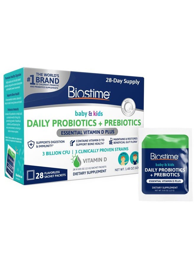 Biostime Infant Baby Toddler Kids Probiotic & Prebiotic with Vitamin D | Baby Probiotic Powder | Kids Immune Support | Constipation Relief for Babies * | Supports Digestion, Gas Relief | 28 Packets - Image 1