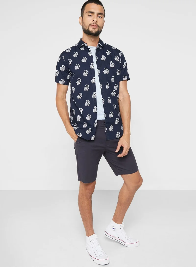 Seventy Five Elephant Print Short Sleeve Shirt