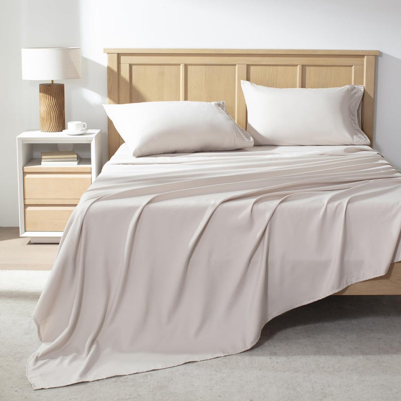 Andency وملاءات حجم King endency مجموعة 4 قطع من دقيق الشوفان ناعمة لورقة كينج سرير ميكروفيال كينج ورقة جيب عميق يصل إلى 16 "" فندق فاخرة من أوراق الفراش والتبريد - Image 2