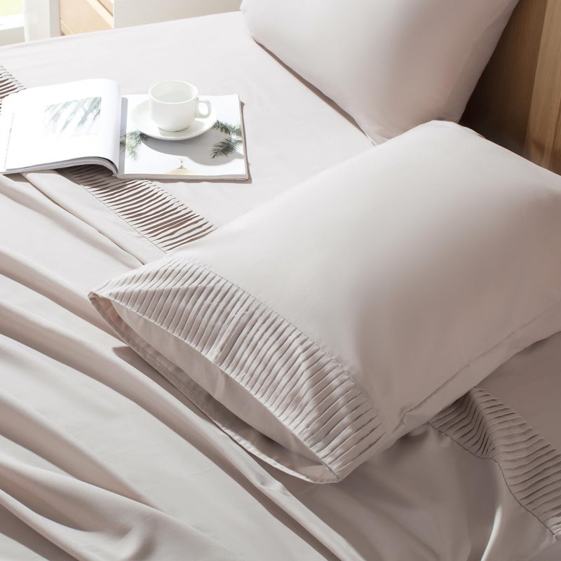 Andency وملاءات حجم King endency مجموعة 4 قطع من دقيق الشوفان ناعمة لورقة كينج سرير ميكروفيال كينج ورقة جيب عميق يصل إلى 16 "" فندق فاخرة من أوراق الفراش والتبريد - Image 3