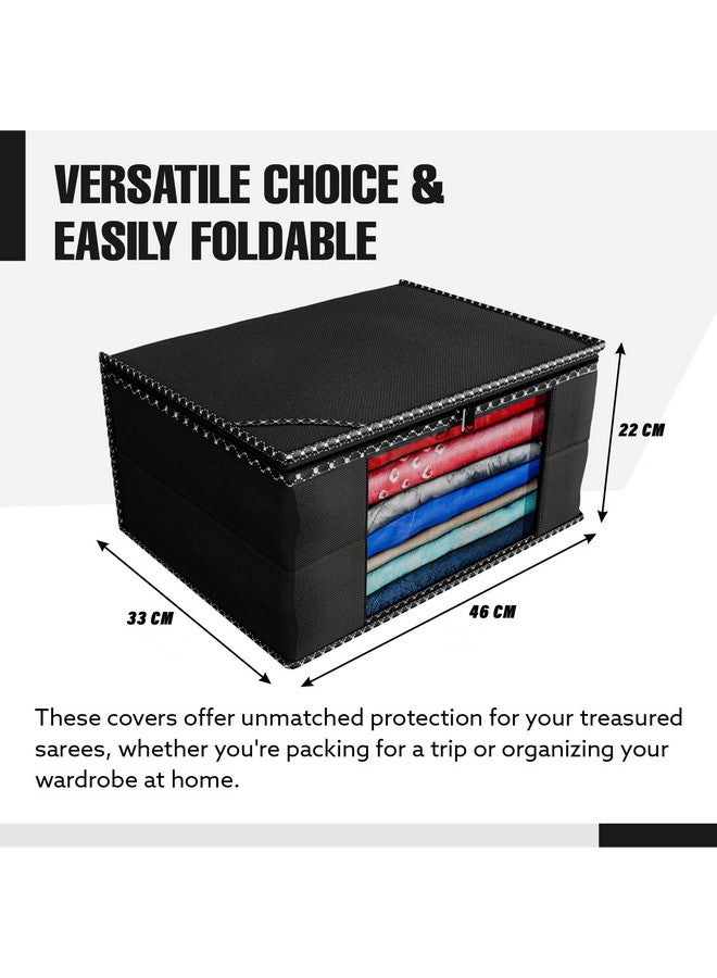 Kuber Industries Kuber Industries Clothes Organizer For Wardrobe (Pack of 6) - Storage Organizer For Saree | Shirts | Salwar Suit | Lehenga | Clothes - Dress Organizer For Wardrobe - Saree Covers With Zip (Black) - Image 3