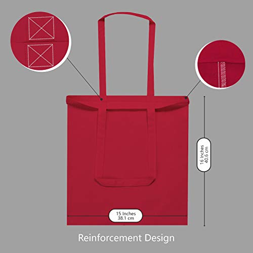 TOPDesign 24-Pack Economical 16"x15" Red Cotton Tote Bag, Lightweight Medium Reusable Grocery Shopping Cloth Bags, Suitable for DIY, Advertising, Promotion, Gift, Activity - Image 5