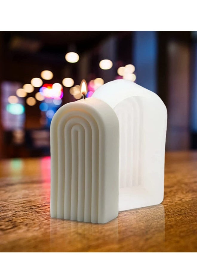 Candle Silicone Mold Mold Geometric for Soap Tray Handmade Candle Lotion Bar Bath Bomb Cake Home Decoration(4 Ring Long Single-Sided)  - Image 5