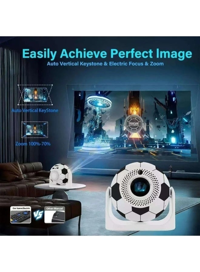 GEEK SPACE JY360 Smart Mini Projector with Android 13, Native HD, 4K Supported, Dual WiFi 2.4G/5G, Bluetooth 5.0, Auto Focus & Auto Keystone - Image 4