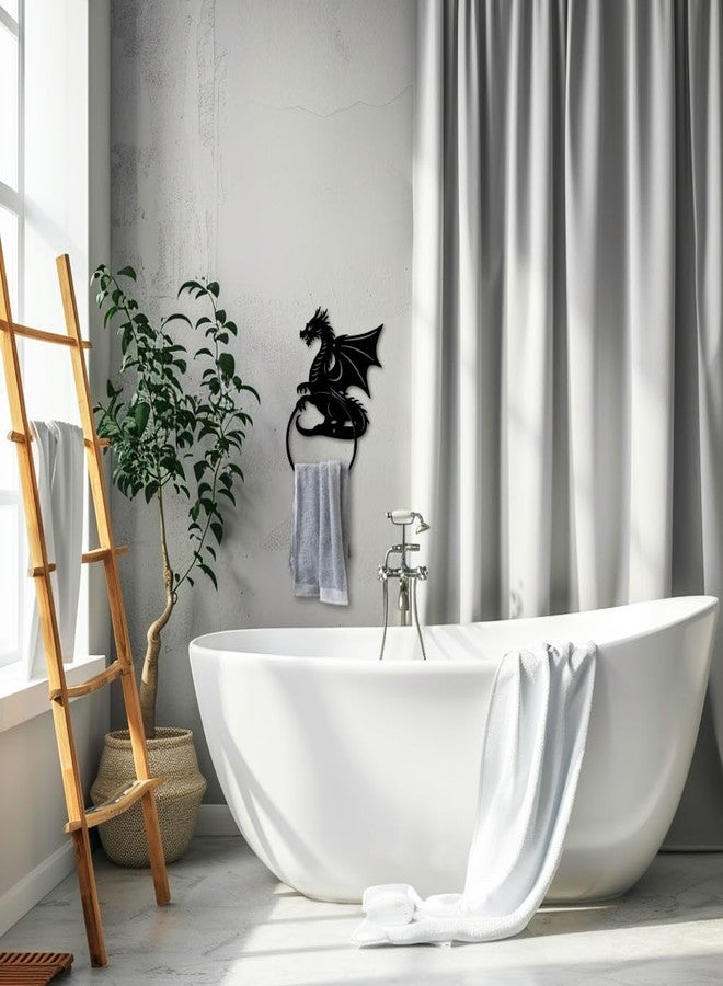 MAYJOYDIY Dragon Pattern Towel Ring Metal Hand Towel Holder Flying Dragon Side Towel Ring Wall Mounted Animal Hand Towel Holder Metal Round Towel Rack for Bathroom Home Hanging Accessories - Image 5