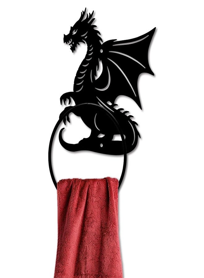MAYJOYDIY Dragon Pattern Towel Ring Metal Hand Towel Holder Flying Dragon Side Towel Ring Wall Mounted Animal Hand Towel Holder Metal Round Towel Rack for Bathroom Home Hanging Accessories - Image 1