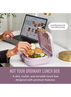 Bentgo Bentgo Modern - Versatile 4-Compartment Bento-Style Lunch Box, Leak-Resistant, Ideal for On-the-Go Balanced Eating - BPA-Free, Matte Finish and Ergonomic Design (Orchid)  - Image 2