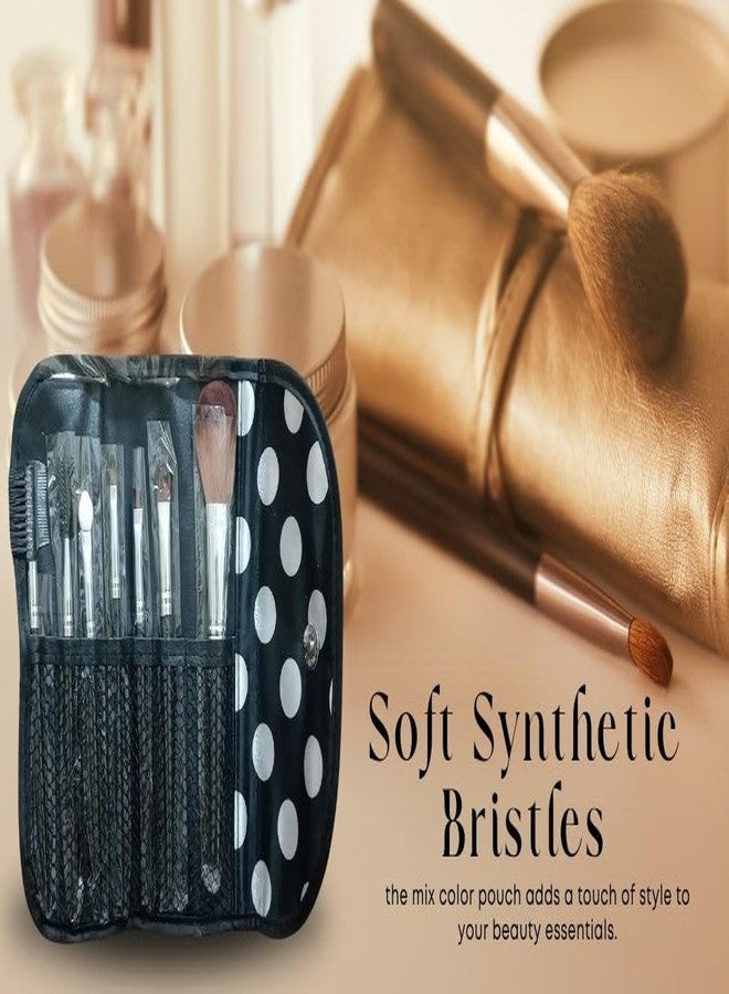 JH Makeup Brush Set Soft Synthetic Professional Bristle Makeup Brushes Set Mix Color Pouch (Pack of 7) - Image 5