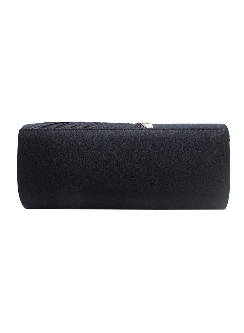 This elegant handbag comes with a metal shoulder strap. Its black soft texture is paired with shiny zircon, making it perfect for dinner parties and weddings  - Image 3