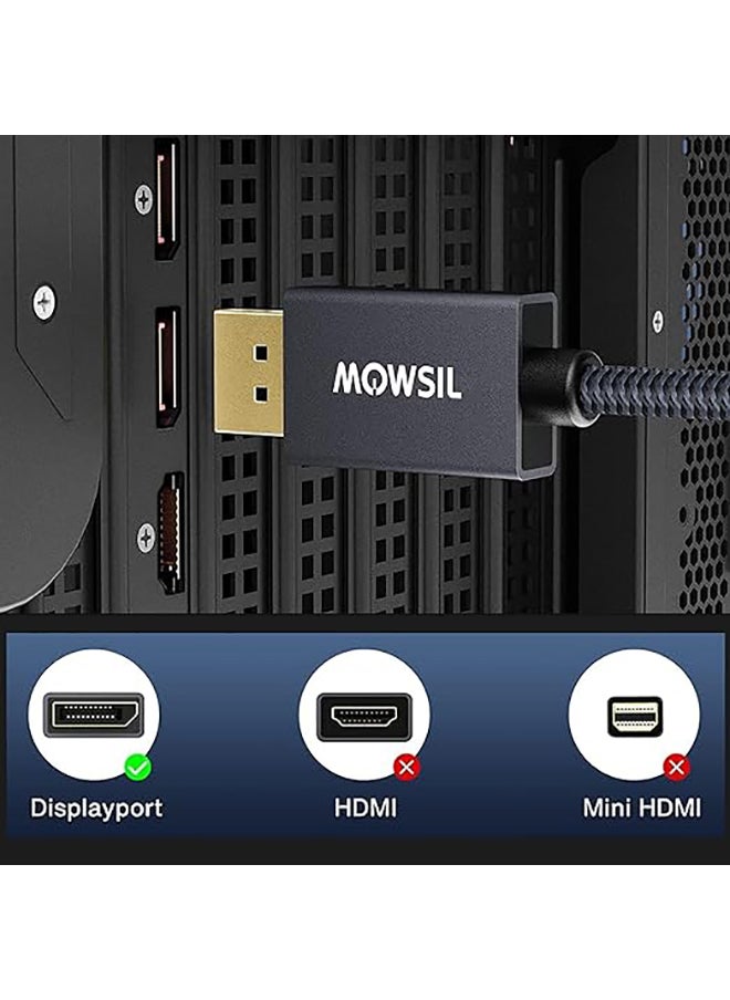 كابل DisplayPort بطول 1 متر، كابل DP 1.2، 4K@60Hz، 2K@165Hz، 2K@144Hz، كابل DisplayPort مضفر مطلي بالذهب عالي السرعة لشاشة الألعاب، وبطاقة الرسومات، والتلفزيون، والكمبيوتر الشخصي، والكمبيوتر المحمول