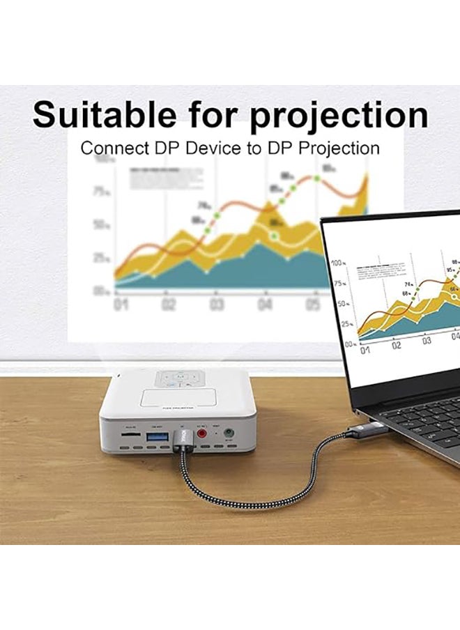 كابل DisplayPort بطول 1 متر، كابل DP 1.2، 4K@60Hz، 2K@165Hz، 2K@144Hz، كابل DisplayPort مضفر مطلي بالذهب عالي السرعة لشاشة الألعاب، وبطاقة الرسومات، والتلفزيون، والكمبيوتر الشخصي، والكمبيوتر المحمول